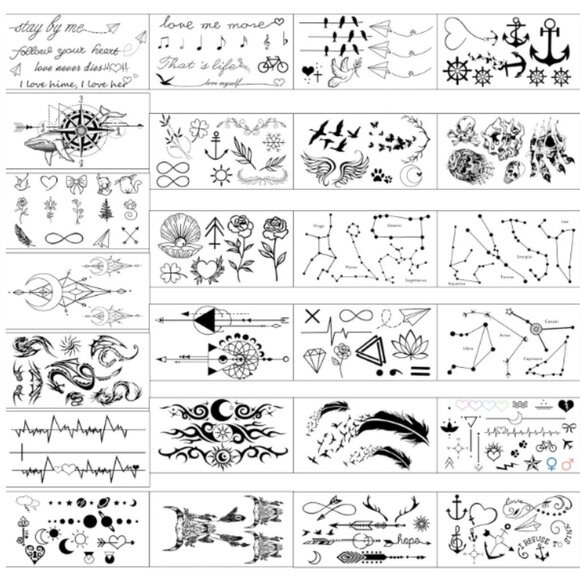 Temporary Tattoos Small Body Art Waterproof Stickers Black Party Favors Costumes - Picture 5 of 10